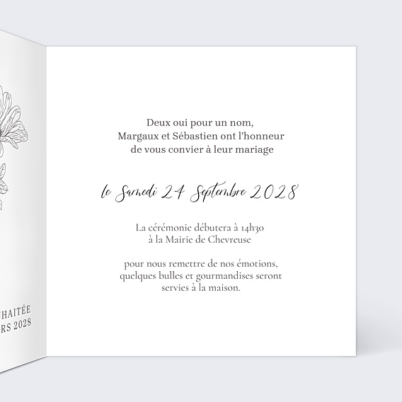 Faire-part Mariage Gravure Blanc