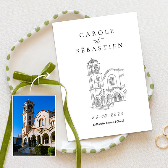 Faire part mariage Lieu de cérémonie en croquis Après 1