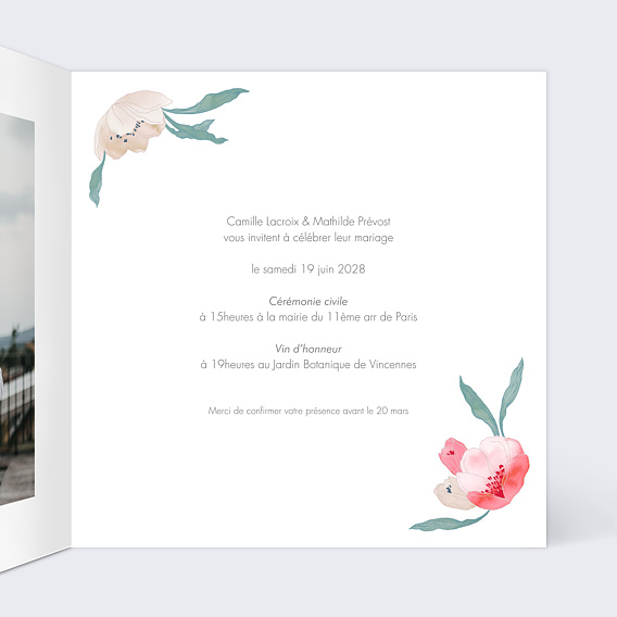 Faire part mariage Bohème Chic Intérieur Droit