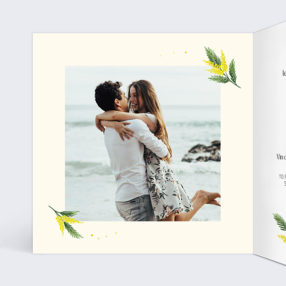 Faire-part Mariage Couronne de Mimosa