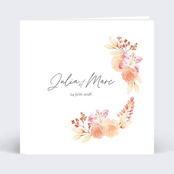 Faire part mariage Bohème Couronne Recto