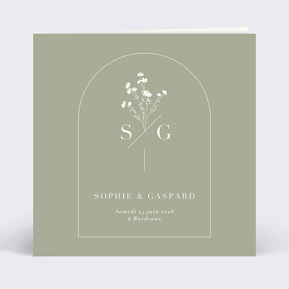 Faire part mariage Botanica avec Graines Recto