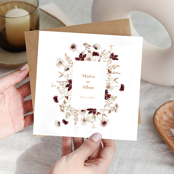 Faire-part Mariage Étiquette Jardin Sauvage