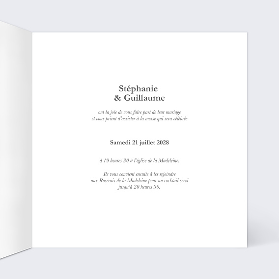 Faire part mariage Faire-part de Mariage Relief Photos Intérieur Droit