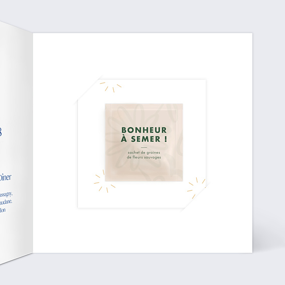 Faire part mariage On sème Intérieur Droit