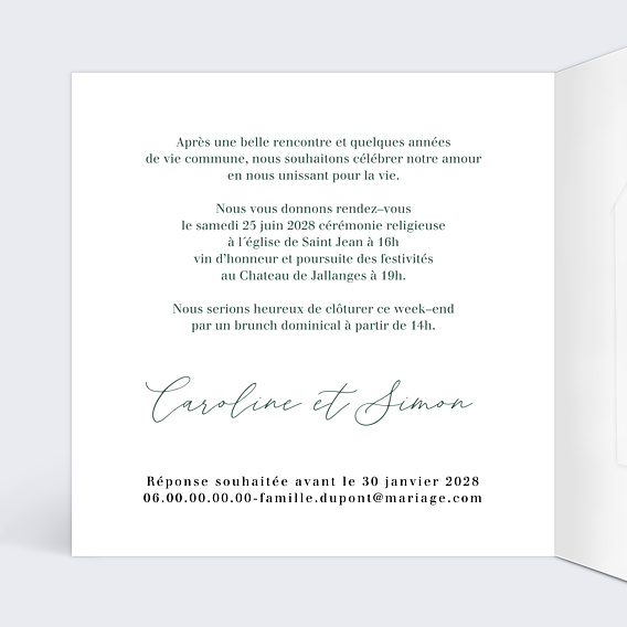 Faire-part Mariage Bohemia avec graines
