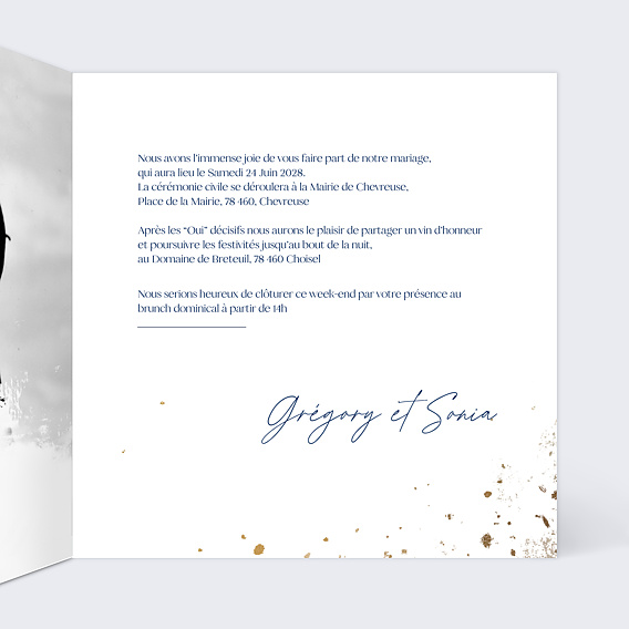 Faire part mariage Pluie Étoilée Intérieur Droit