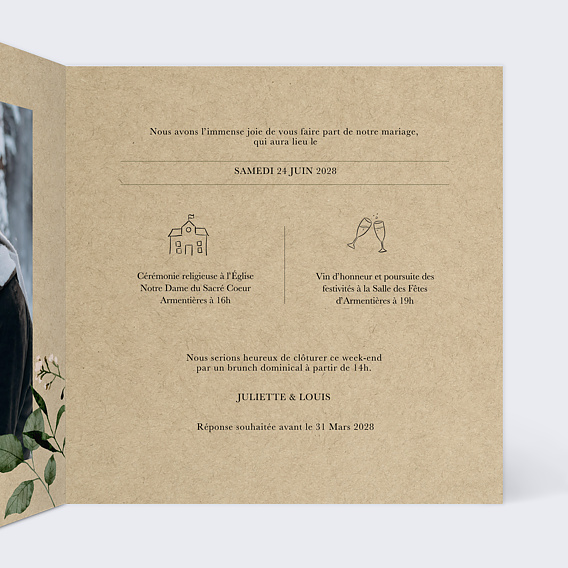 Faire part mariage Automne Chic Intérieur Droit