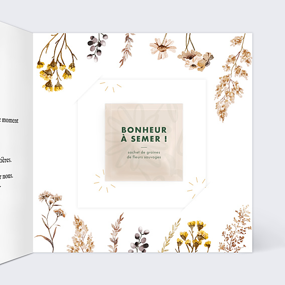 Faire-part Mariage Bouquet Sauvage avec Graines