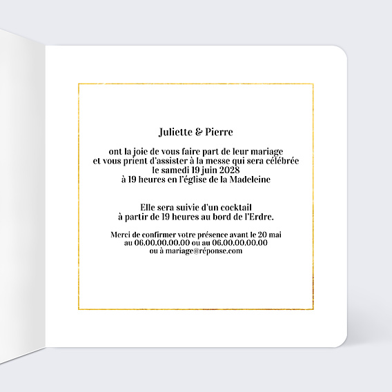 Faire-part Mariage Feuilles Ocre