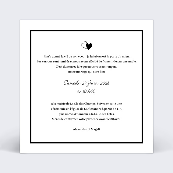 Faire-part Mariage Noir et Blanc