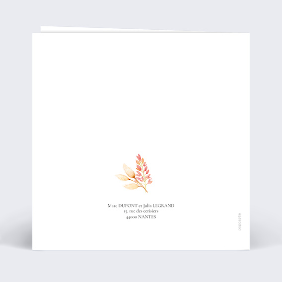 Faire part mariage Bohème Couronne Verso