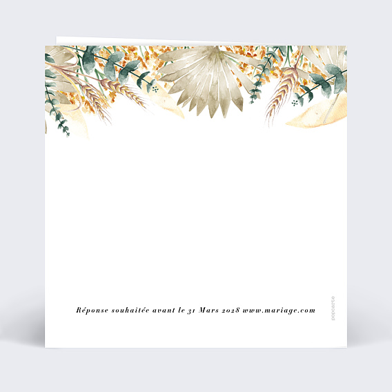 Faire part mariage Bohemia II Verso