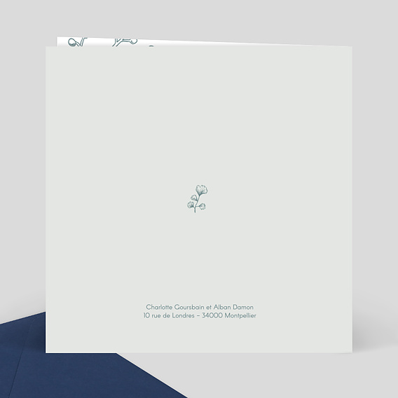 Faire part mariage Botanic Wedding Verso