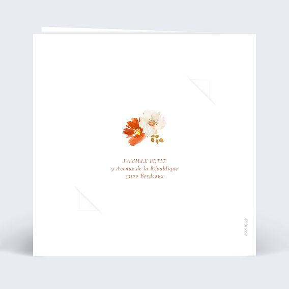 Faire part mariage Bouquet Parfumé avec graines Verso