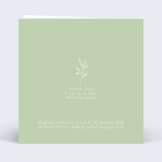 Faire part mariage Cadre minimaliste chic Verso