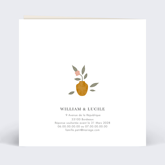 Faire part mariage Céramique Verso