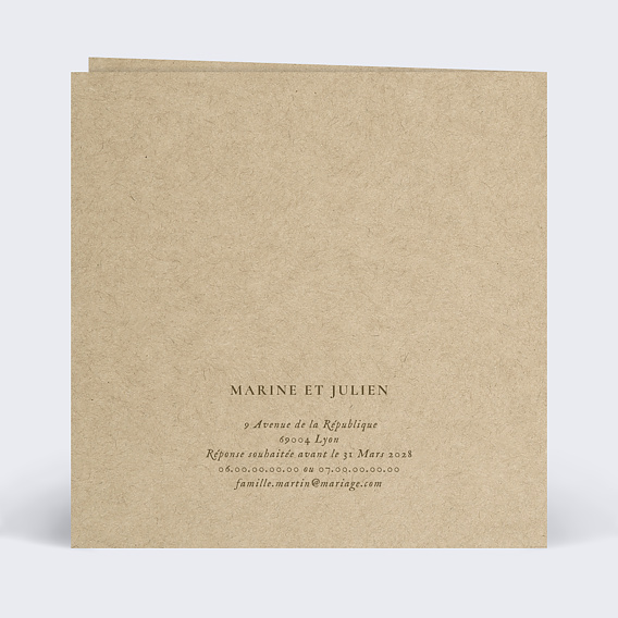 Faire part mariage Cœur avec les Mains Verso