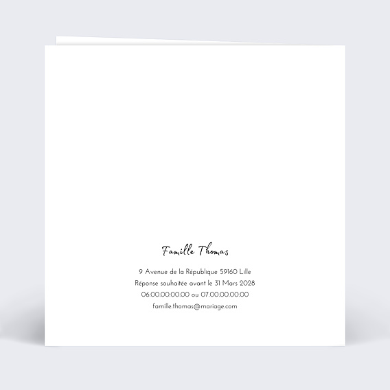 Faire part mariage Simple Pêle-Mêle Verso