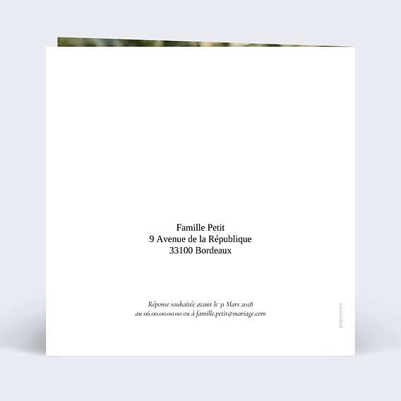 Faire part mariage Couronne Ocre Eucalyptus Verso