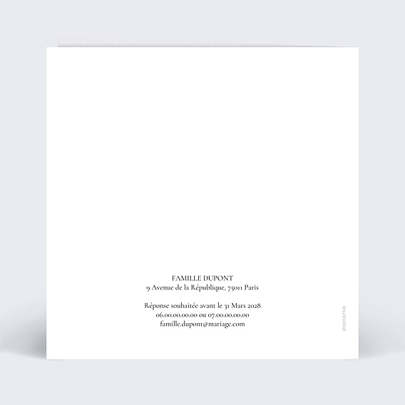 Faire part mariage Couronne Eucalyptus Verso