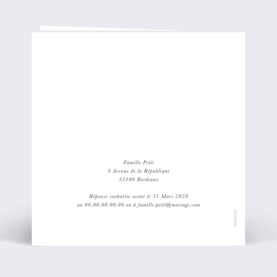 Faire part mariage Couronne jardin sauvage Verso