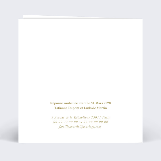 Faire part mariage Couronne Verso