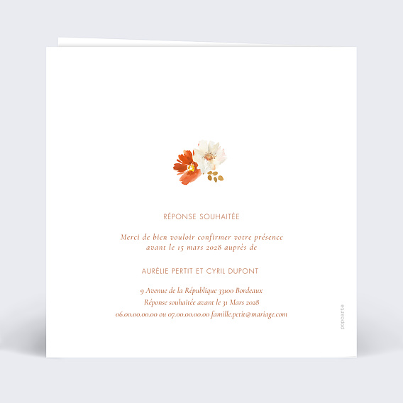 Faire part mariage Découpe Bouquet Parfumé Verso