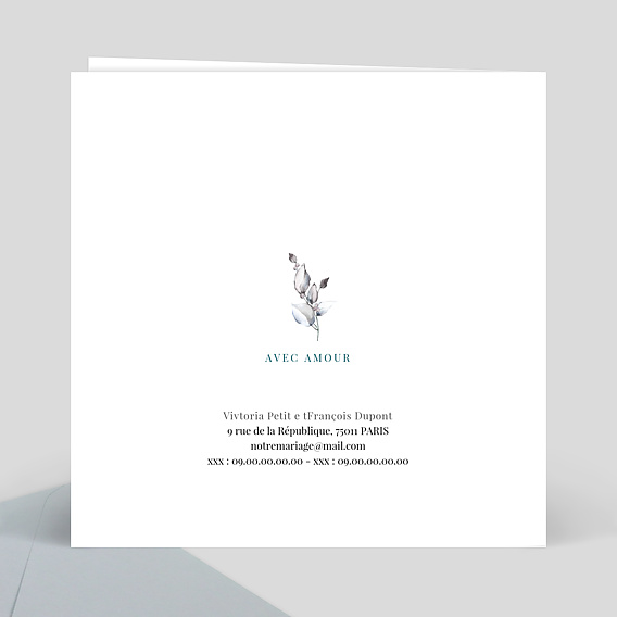 Faire part mariage Découpe Fleurs de Coton Verso