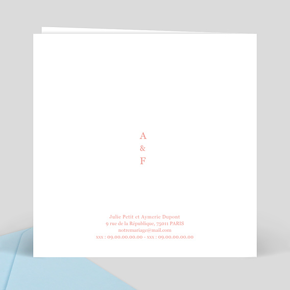 Faire part mariage Dorure Caractère Verso