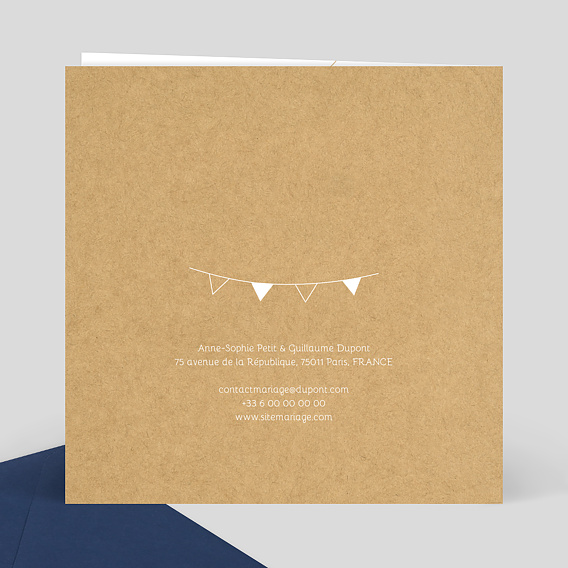 Faire part mariage Fanions Bucoliques Verso