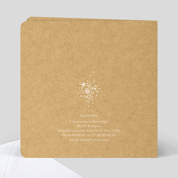 Faire part mariage Fleurs de Printemps Verso