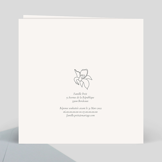 Faire part mariage Iris Verso