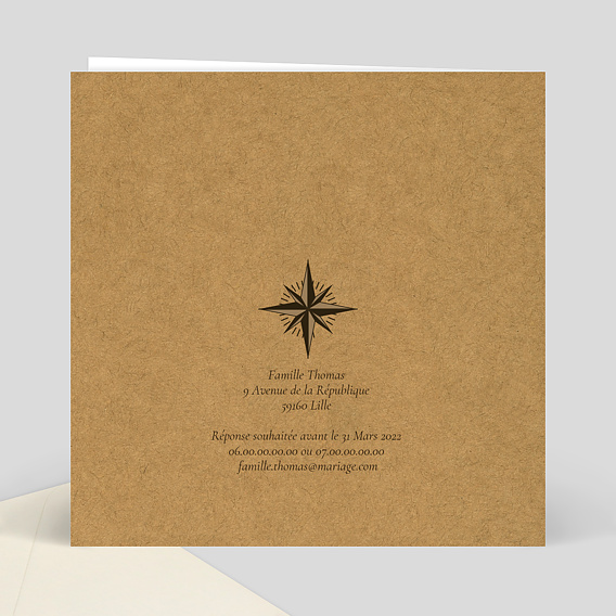 Faire part mariage Itinéraire Amoureux Verso