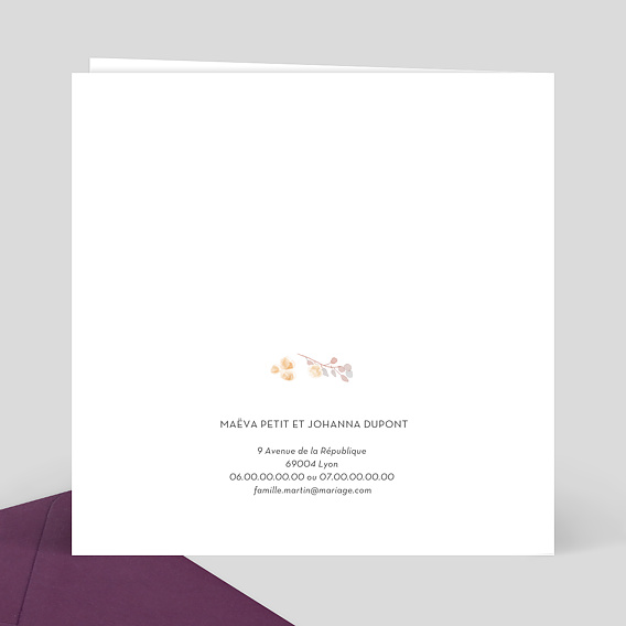 Faire part mariage Jolie Fiole Verso