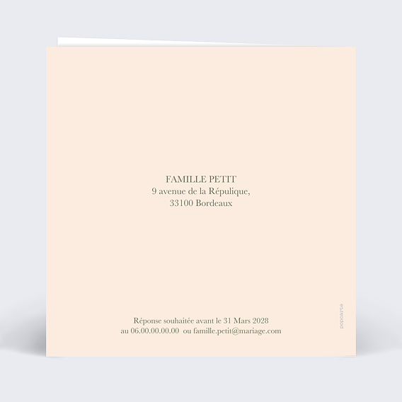 Faire part mariage Le câlin femmes Verso