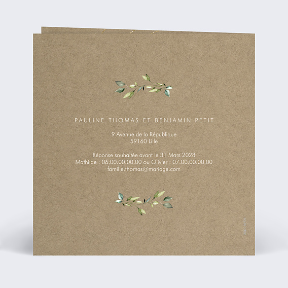 Faire part mariage Modern Love Verso