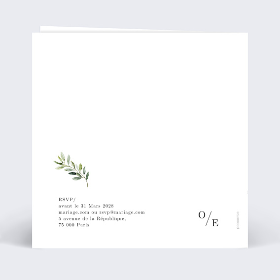 Faire part mariage Olivier Éternel Verso