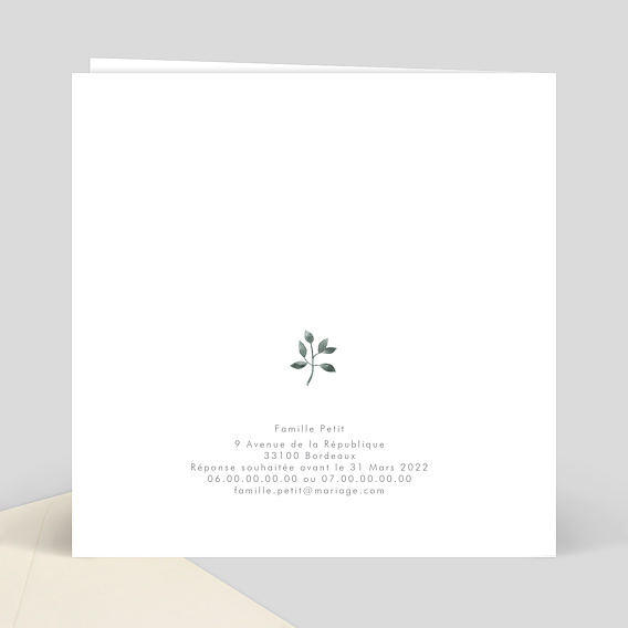 Faire part mariage Olympia Verso