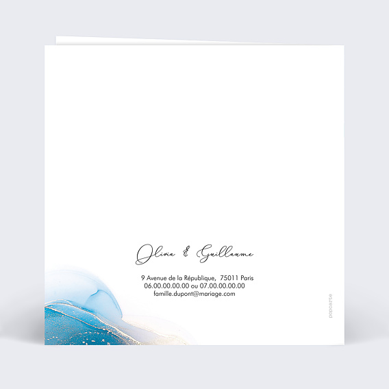 Faire part mariage Opaline Verso