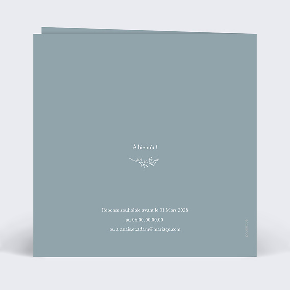 Faire part mariage Photo et Brindille Verso