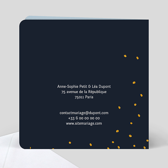 Faire part mariage Poussière d'étoiles Verso