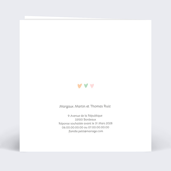 Faire part mariage Promenade Champêtre Verso