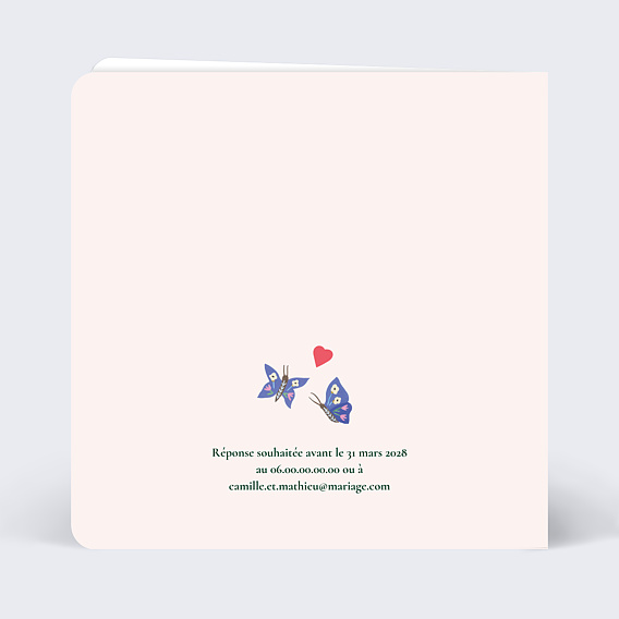 Faire part mariage Royaume enchanté Verso