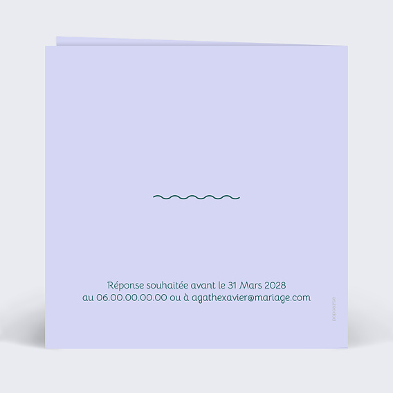 Faire part mariage Typographie Colorée Verso