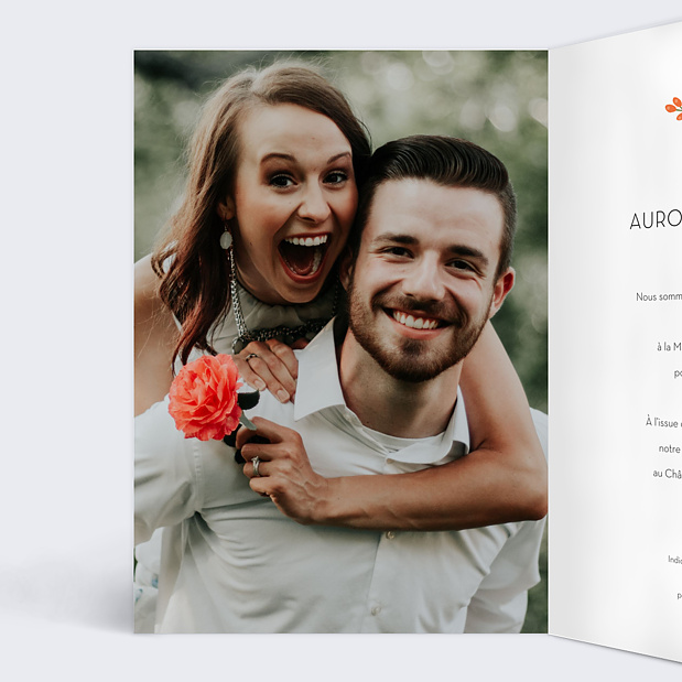 Faire-part Mariage Bouquet Printanier Intérieur Gauche
