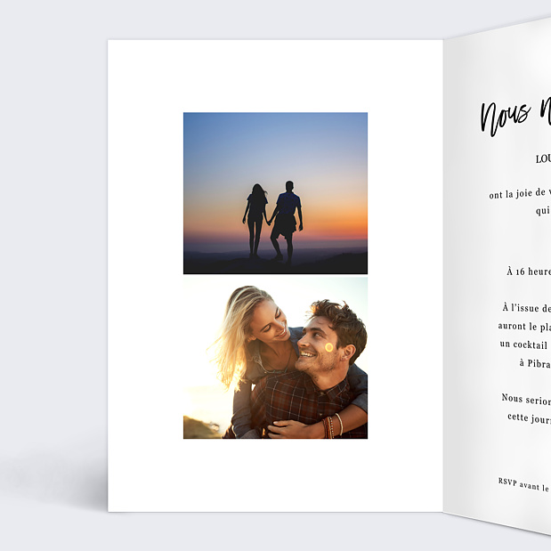 Faire-part Mariage Multiphoto Chic Intérieur Gauche