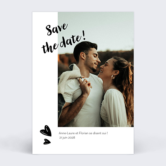 Faire part mariage Cadre Blanc Avec Coeur