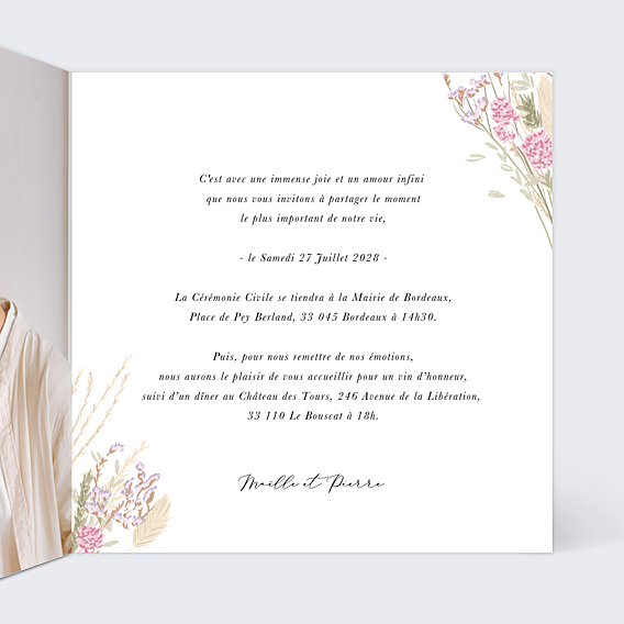 Faire-part Mariage Petit Bouquet Champêtre