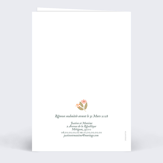 Faire part mariage Palais Royal Verso